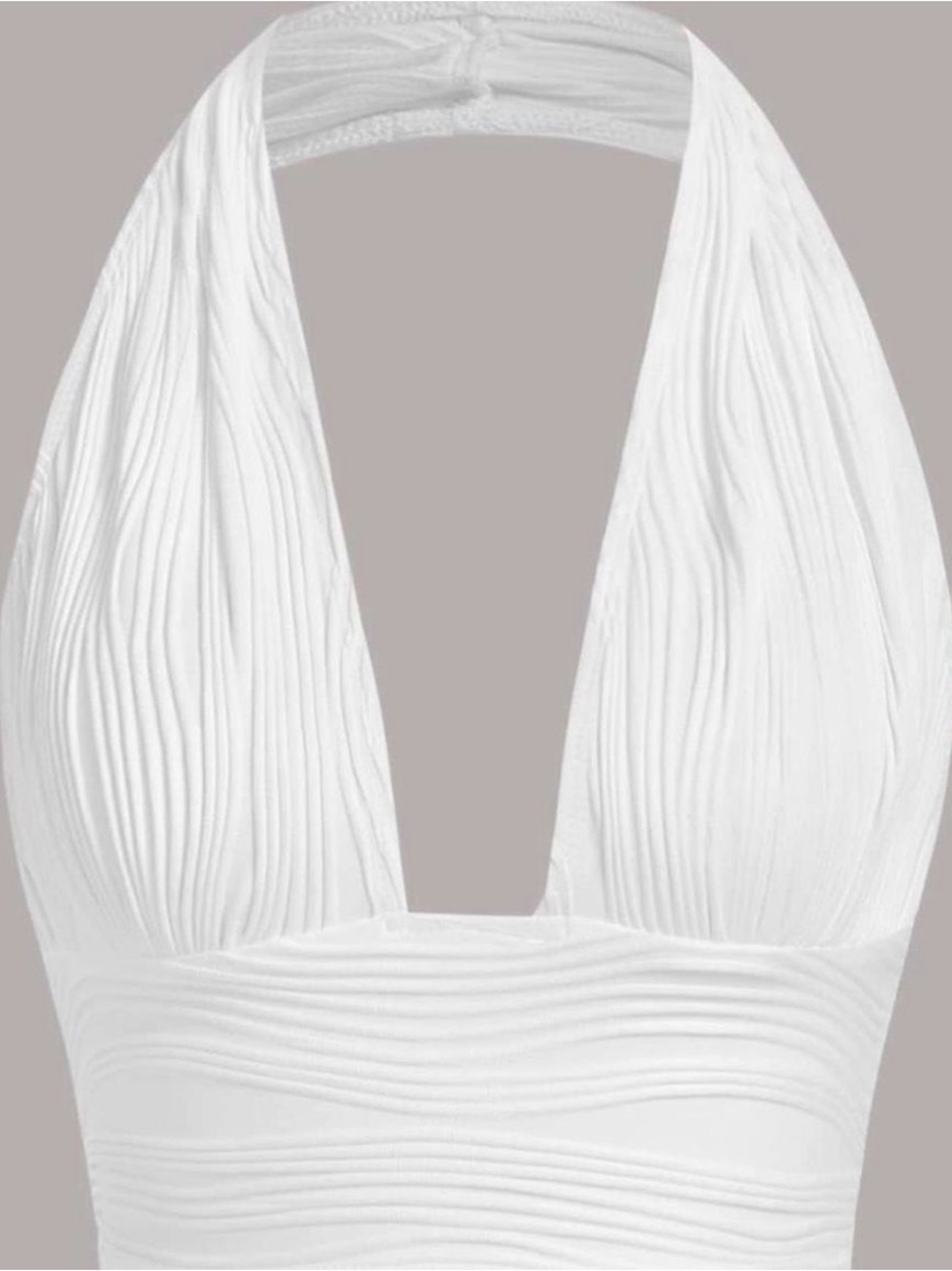 White Pleated Halter Neck Top
